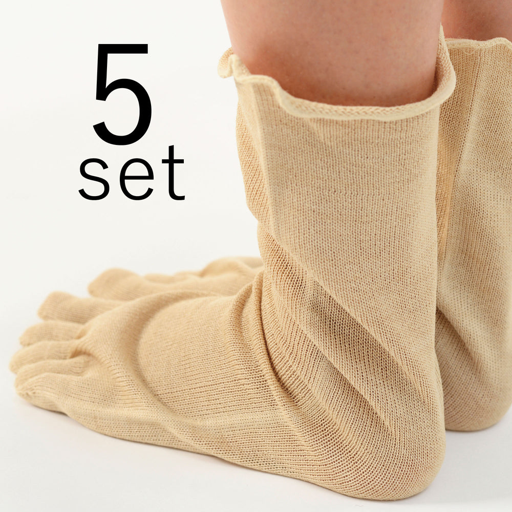 HIETORI (Detox) Series   Yasan Wild Silk Toe Socks (Thick) 5 pair set